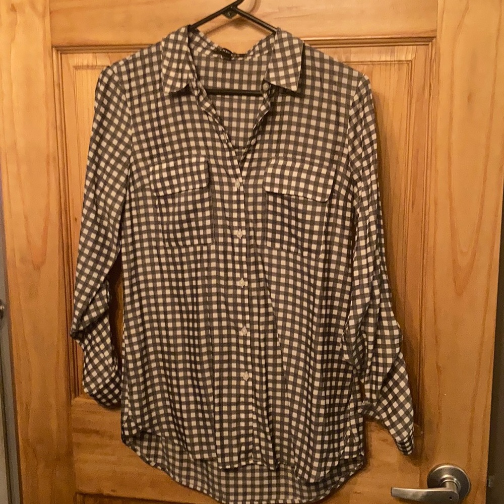 Express City Shirt Grey Check NWOT